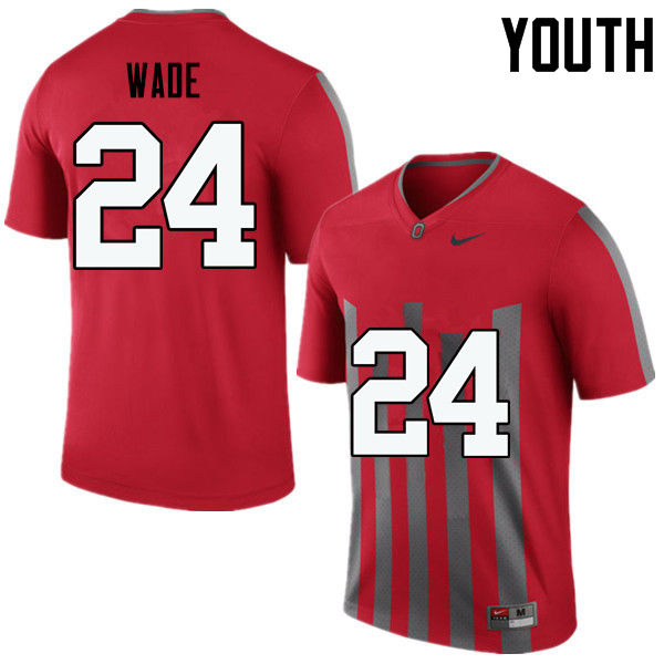 Ohio State Buckeyes Shaun Wade Youth #24 Throwback Game Stitched College Football Jersey